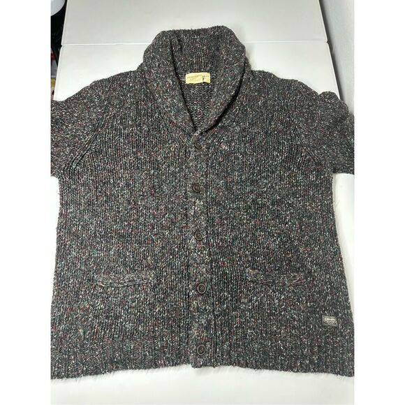 RALPH LAUREN Knit Mens Cardigan Shawl 1930s Marled Shawl Grey Wool Silk XL - Picture 2 of 13